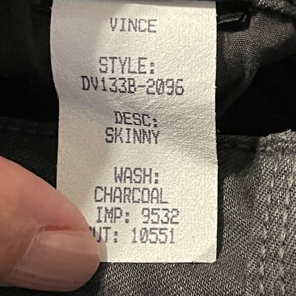 VINCE Women's Skinny Stretch Jeans in Charcoal Gray Size 26 x 29 DV133B-2096 - Picture 7 of 9